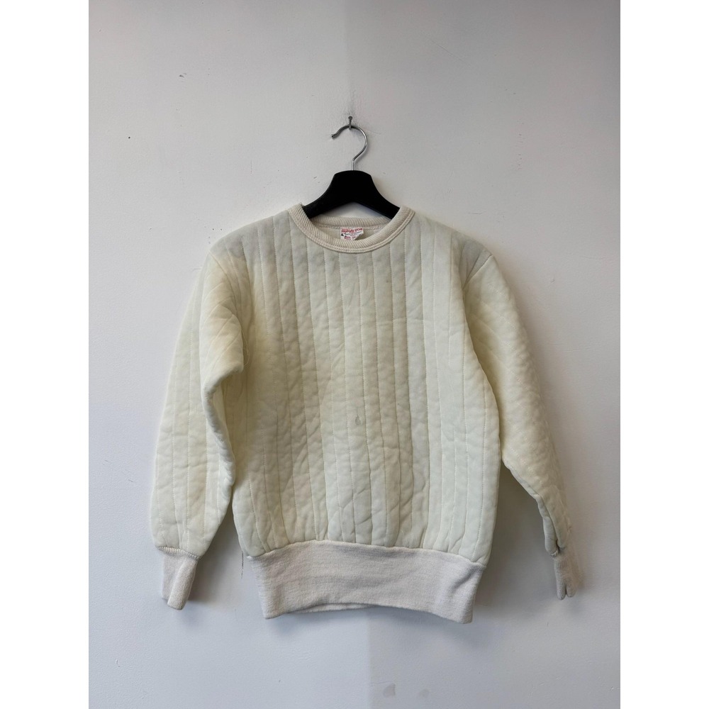 Vintage Hollofil 808 Sweatshirt Mens Small White Quilted Insulated Thermal USA